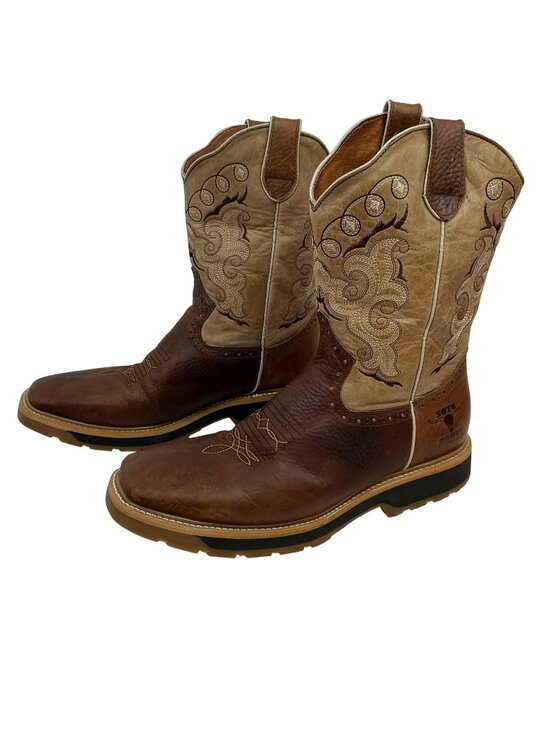 Soto Boots Other - Soto Boots Western Broad Square Toe Embroidered Leather Cowboy Work Boots Mens B